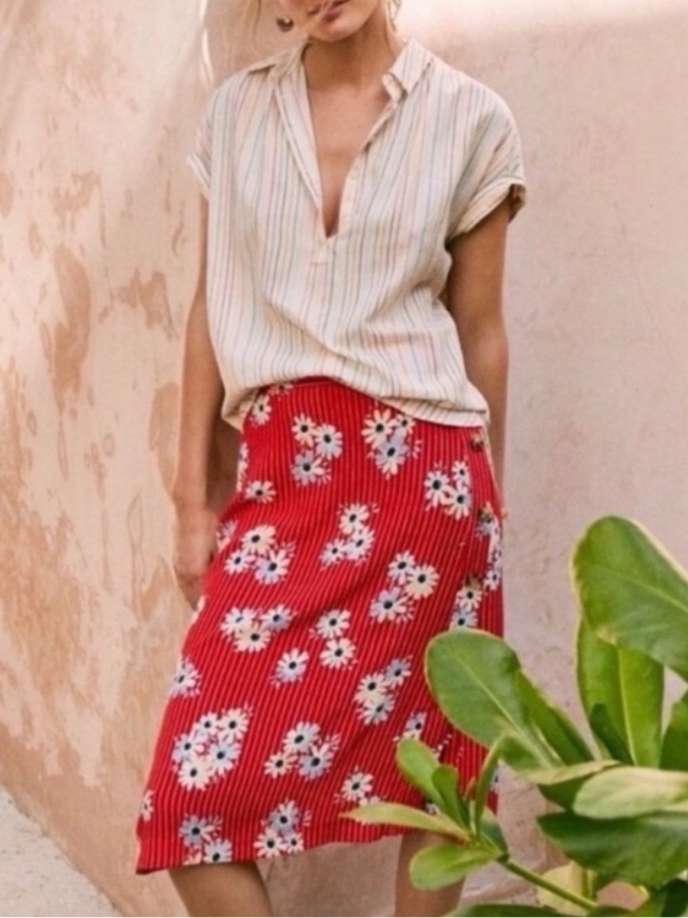 Madewell Daisy Society Skirt Red Size 0